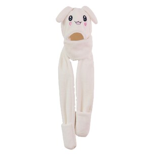 会动的兔耳朵帽子围巾一体女秋冬季2025新款儿童保暖围脖女童男童