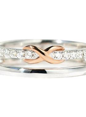 双层无限循环分色时尚情侣款戒指