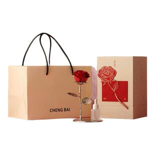 【新年礼物】呈白红玫瑰非遗白瓷花香薰礼盒家居扩香摆件结婚礼