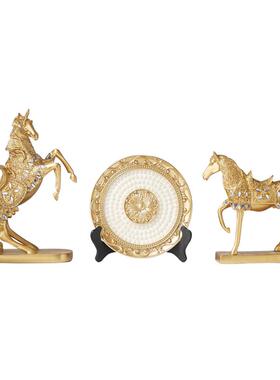 轻奢招财马新中式风酒柜装饰品