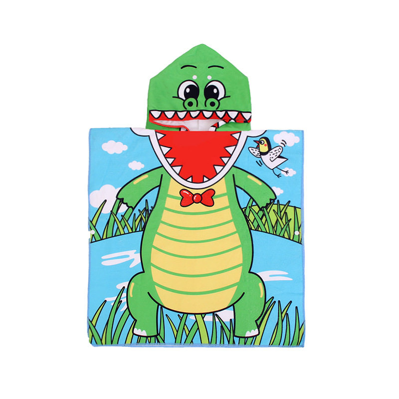 新款中大童卡通套头连帽小孩浴巾