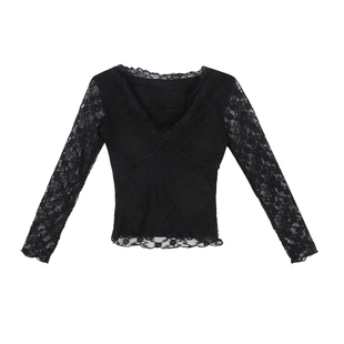 JoyceBra纯欲蕾丝镂空打底上衣带胸垫性感辣妹叠穿加绒保暖内衣女