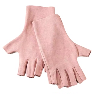 半指手套女冬季天德绒情侣薄款半截露指学生写字加绒保暖发热骑车