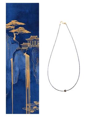 QIANTAO「青黛」原创国风新中式青金石转运纯银文艺项链女锁骨链