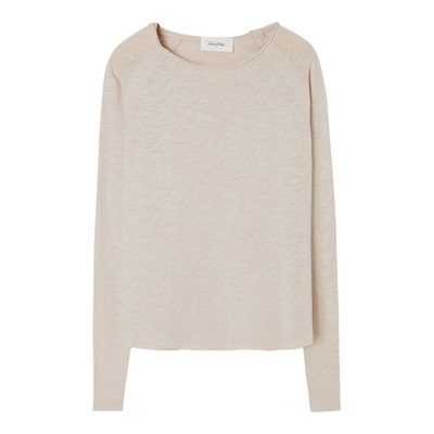 american vintage LOOKNOW26春季新品米白色修身长袖T恤