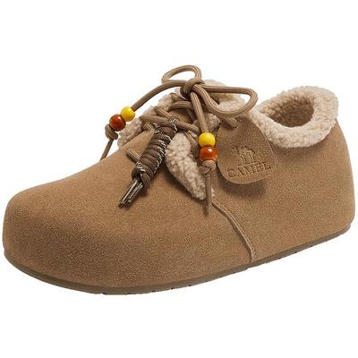 骆驼女鞋2025冬季新款勃肯鞋女款百搭加绒毛里保暖棉鞋休闲毛毛鞋