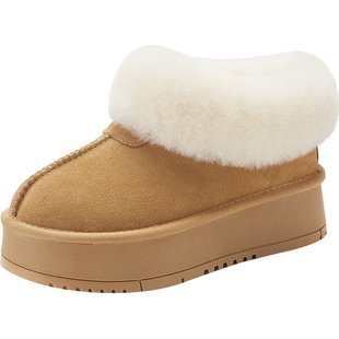 厚底内增高雪地靴女2025新款冬季加绒加厚短筒靴子保暖毛毛鞋棉鞋