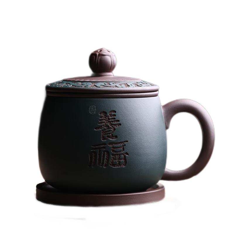 原矿紫砂盖杯养福泡茶杯吴春艳