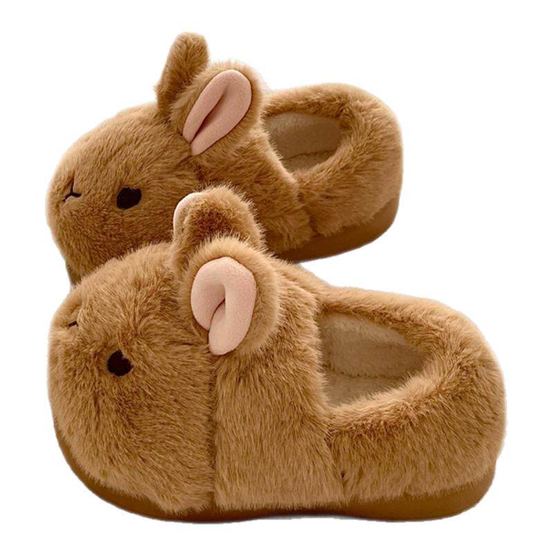 冬季巨厚实保暖软耳兔ins包跟厚底棉鞋女居家外穿软糯毛毛拖鞋