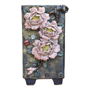 青藤花器手工粗陶麦饭石透气多肉老桩高方盆陶瓷法师缀化肉肉花盆