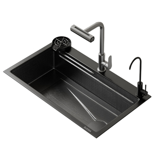 厨房水槽大单槽加厚SUS304不锈钢压纹拉丝洗菜盆碗池台上中下盆