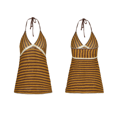 Palavas欧阳娜娜同款海滨假日钩织上衣绑带挂脖女设计感度假背心