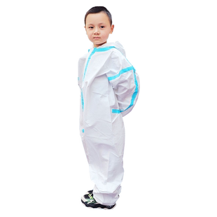 儿童医用一次性防护服防飞沫小孩连体带帽全身贴条隔离防护衣学校