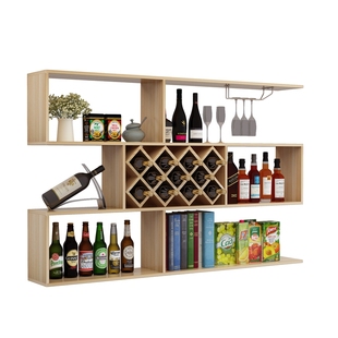 墙上悬挂式酒架酒柜置物架餐厅吧台实木简约壁挂墙壁装饰架储物柜