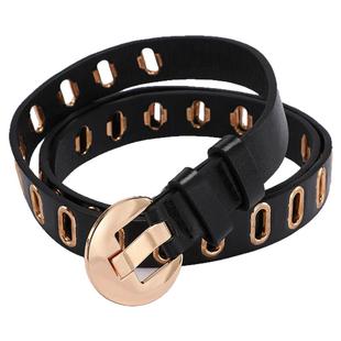 网红镂空皮带女夏季百搭裤带金属全孔腰带女士免打孔牛仔裤潮白色