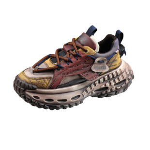 男鞋2025冬季新款加绒老爹鞋男款厚底增高运动休闲鞋ins潮牌擦色