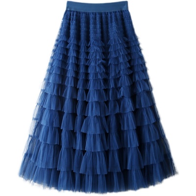 纱裙荷叶边气质蛋糕裙仙女半身裙