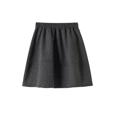 秋冬季加厚A字花苞毛呢中裙