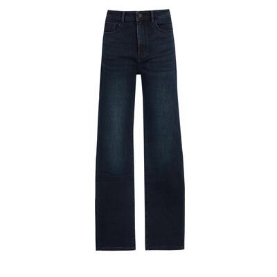 墨蒂珂长款自然腰磨毛牛仔裤