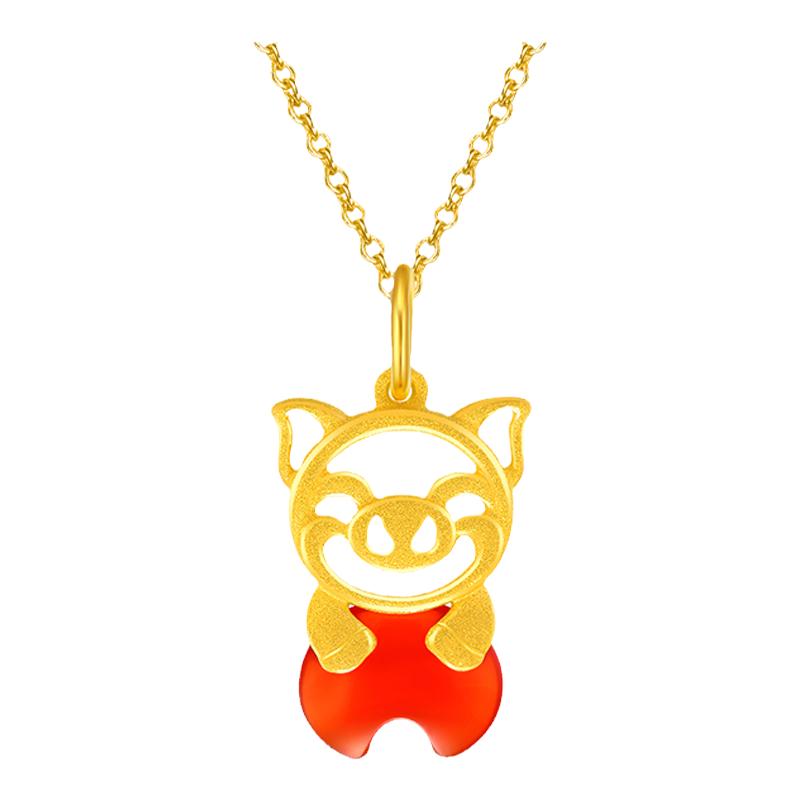 吉祥宝宝小猪吊坠足金新款