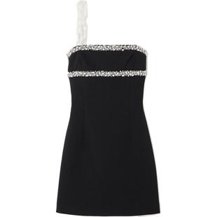 Rebecca Vallance 夏女带缀饰弹力迷你小黑裙连衣裙