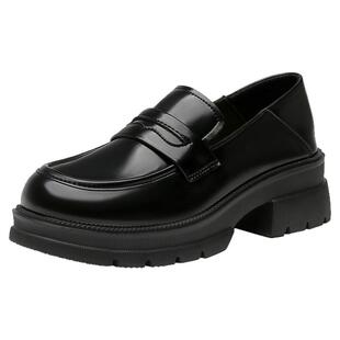 大东厚底乐福鞋女2026新款英伦风增高黑色单鞋软底通勤百搭小皮鞋