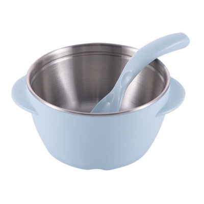 richell利其尔不锈钢碗宝宝水杯餐具儿童辅食碗带叉勺