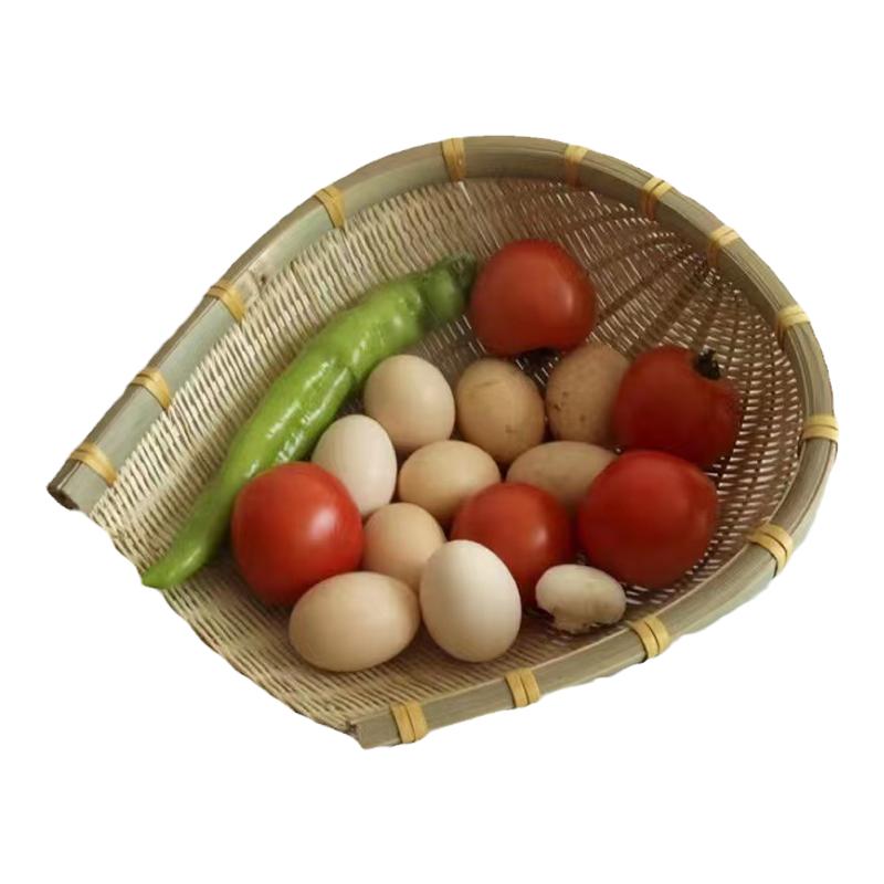 竹编筲箕青篾开口筲箕手工簸箕青皮竹筐厨房洗菜沥水竹篮饭店装饰