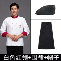 Белый и красный топ воротник+фартук+шляпа