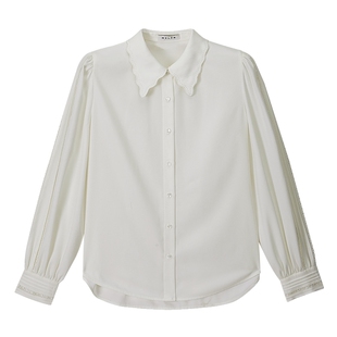 【知识分子】MSLAN春季简约通勤衬衫透气白色斜纹衬衣MFCM1406