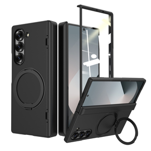 壳膜一体适用三星ZFold7手机壳360旋转磁吸支架新款GalaxyZFold6折叠屏肤感黑zfd7保护套防摔中轴Zfold6高级