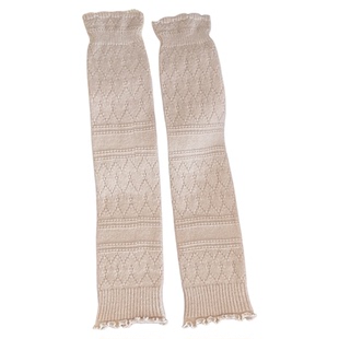 咖色袜套女日系复古花边镂空羊毛小腿袜秋冬保暖配长筒靴袜堆堆袜