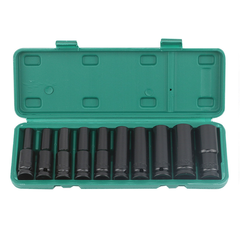 10件套加长气动套筒加厚小风炮六角套筒风动套筒套管黑气动套头