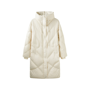 U/TI米白色云感轻量大翻领羽绒服女蓬松鸭绒外套尤缇时尚冬季新款