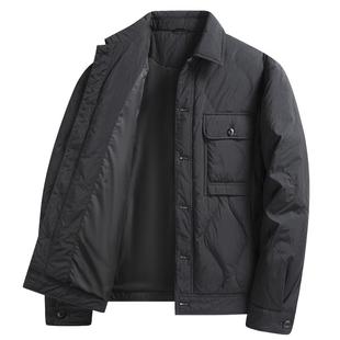 罗蒙翻领羽绒服男冬季加厚男款夹克2025新款白鸭绒工装保暖外套男