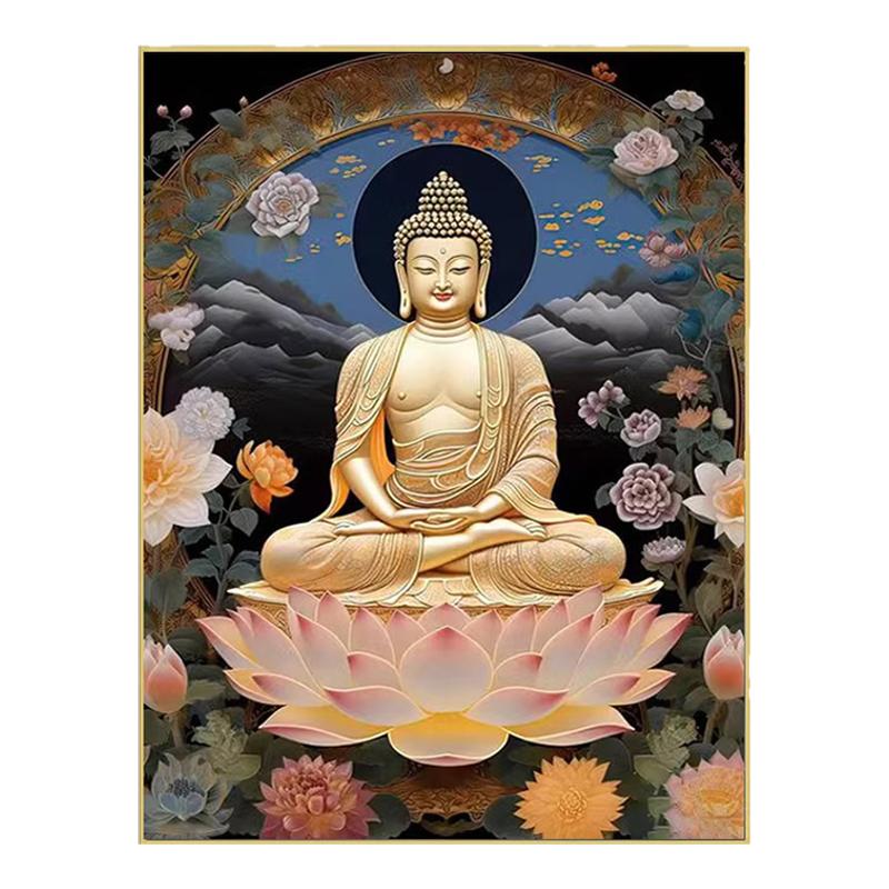 5d阿弥陀佛像钻石画花开见佛祖释迦牟尼满贴砖石秀十字绣禅意供奉