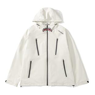 SprayGround鲨鱼嘴26春季冲锋外套男女宽松连帽夹克情侣运动上衣