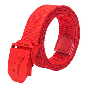 2026本命马年男士红色帆布腰带自动扣休闲百搭皮带高级感牛仔裤带