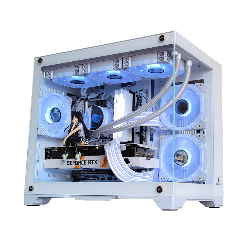 玩嘉孤勇者雪白色电脑机箱台式机MATX海景房240/360水冷全侧透ITX