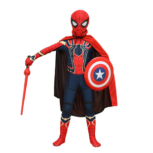 蜘蛛侠衣服恐龙皮套儿童服装披风男孩赛罗奥特曼男童cos服连体衣