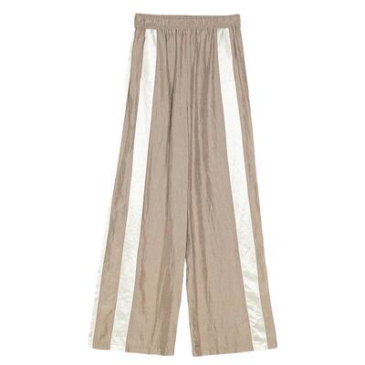 谜底休闲裤阔腿裤女2025春迪木尔风休闲松紧腰拼接长裤251GK0094