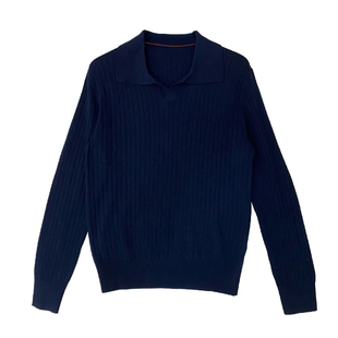 lp秋冬新款海鸥领套头条纹针织衫上衣商务休闲羊毛长袖打底毛衣男