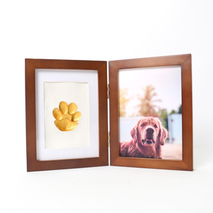 宠物爪印纪念印泥狗狗手印掌印猫咪脚印diy礼物实木七寸相框摆件