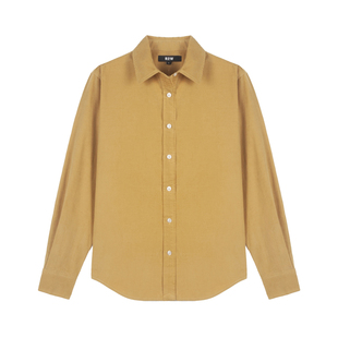 R2W美式红色纯棉灯芯绒衬衫叠穿内搭复古绿宽松外套休闲衬衣黄色