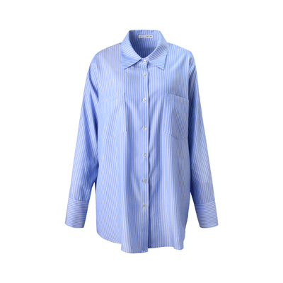 ourhour度假宽松蓝白条纹衬衫