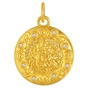 亚一黄金足金黄财神送礼挂坠5D立体精致闪耀锆石点缀威严财源广进
