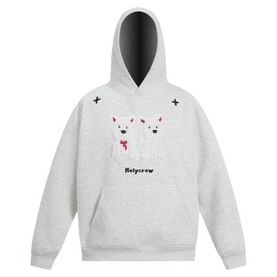 nely小尼力小狗毛绒贴布绣夏季情侣百搭不加绒趣味连帽卫衣男女