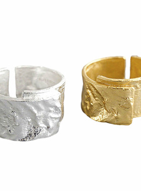 韩国镀银中性风锡纸戒指网红同款