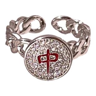 中發白麻将开口戒指女新中式轻奢高级精致食指戒时尚小众设计指环