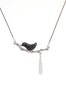 喜上眉梢檀木小鸟吊坠毛衣链